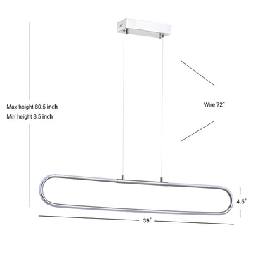 Ned 39" Dimmable Adjustable Integrated LED Metal Linear Pendant - JONATHAN Y